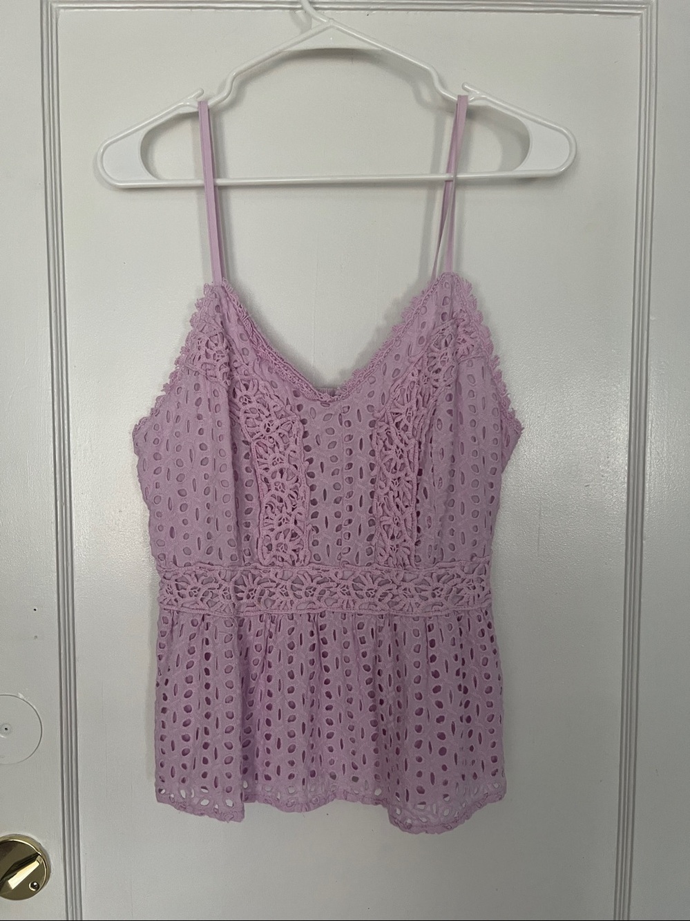 Lace Eyelet Spaghetti Strap Top - Lavender. Japan sz l